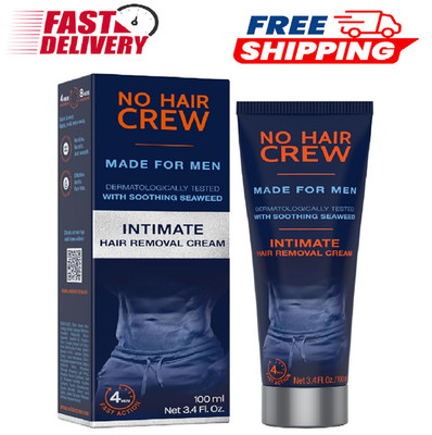 No Hair Crew Intimate/Private At Home Hair Removal Cream for Men - Painless,