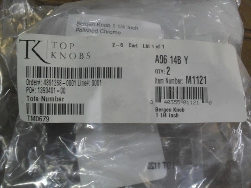 Top Knobs M1121 Bergen Knob Cabinet pull 1-1/4" Chrome x2 - Picture 1 of 2