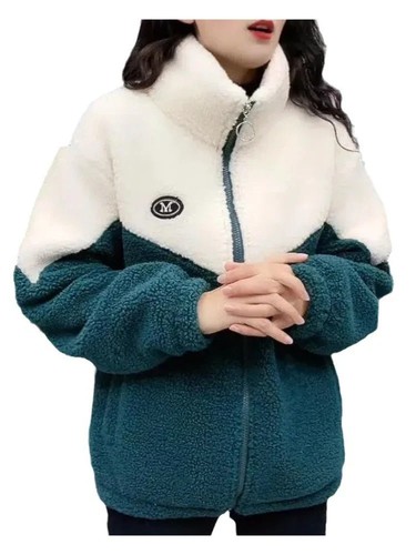Women Jacket Colored Thickened Lamb Fleece Long Sleeve Mid Length Overcoat Warm - Picture 8 of 14