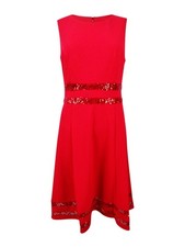 R&M Richards Women's Crepe Scuba and Sequins Fit and Flare Dress