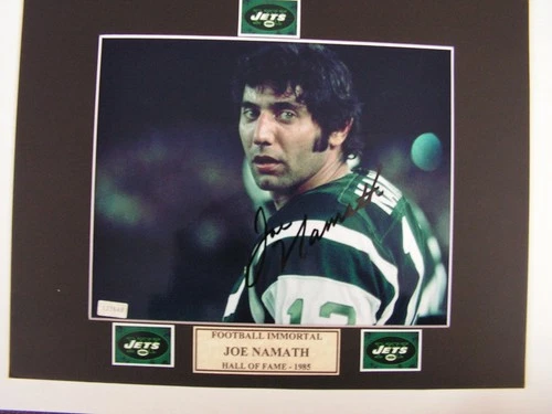 Joe Namath Signed Mated Color Display 10 X 14 N/M Certified N Y Jets ROY MVP POY