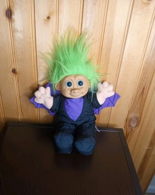 Vintage Russ Troll Kidz RADAR The Bat Doll MISSING Hat Green Hair Plush 12  