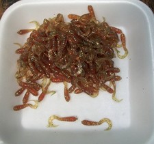 1” Curly Tail Grub - MOTOR OIL / FLAKE - Crappie - Trout - Ice / Pan Fishing