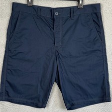 John Varvatos USA Shorts Mens 36 Dark Navy Khakis Chino Flat Front Casual Pocket