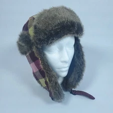 D&Y David & Young Trapper Hat Womens Faux Fur Accents Ear Flaps