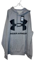 Under Armour Men's Sweatshirt Rival Big Logo Loose Fit Hoodie Fleece Gray XL NWT