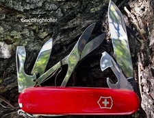 Swiss Army Knife With Leather Pouch, Red Climber, Victorinox 1.3703-X8, NIB