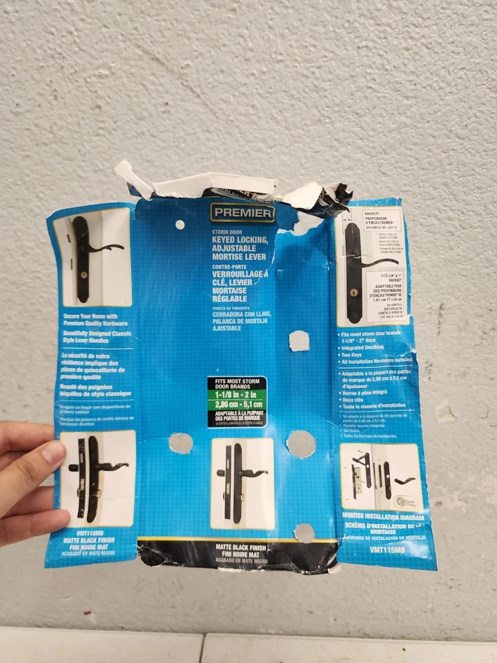 Wright Premier VMT115MB Storm Screen Door Keyed Locking Mortise Lever, Black 👁 - Image 2 of 4