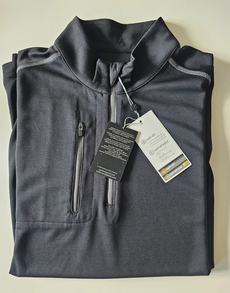 Pullover Callaway Opti-Dri Series Hombre Cuarto Cremallera Negro Talla XL NUEVO CON ETIQUETAS Foto 2 de 4