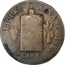 [#1029962] France, 2 Sols, 2 sols aux balances daté, 1793, Strasbourg, Bronze, V