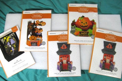 5 Hallmark  HALLOWEEN  Paper Wonder  Pop-Up Card PUMPKIN GHOSTS WITCHES FRIGHT