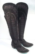 Lane Women's 8.5 B Black Lexington Over The Knee Suede Western Boots Snip Toe