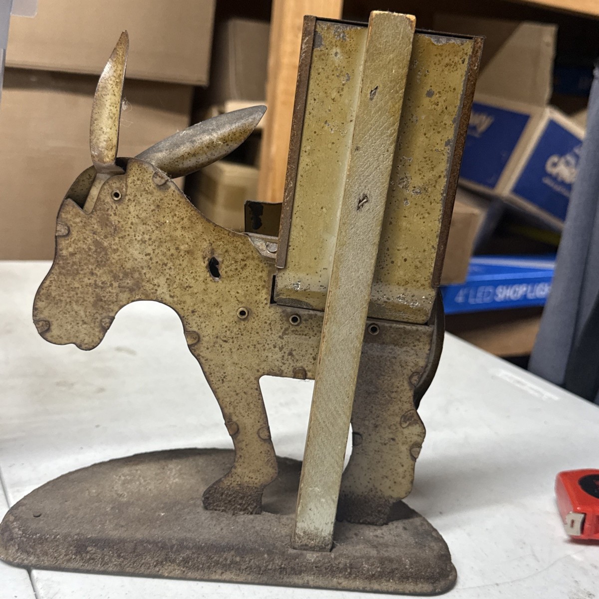 Antique Tin Donkey Mechanical Cigarette Dispenser, Works, Vintage, Mule,  1920's