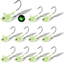 Underspin Jig Heads Kit,Fishing Jig Head Hooks with Willow Blade Swimbait Jig...