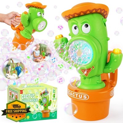 Cactus Bubble Machine Auto Blower Music Lights Toddler Gifts