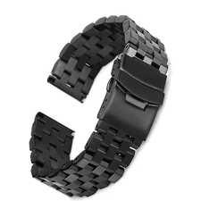 Black 24mm Width Watch Band Strap Bracelet Link Solid Watchband Replacement;