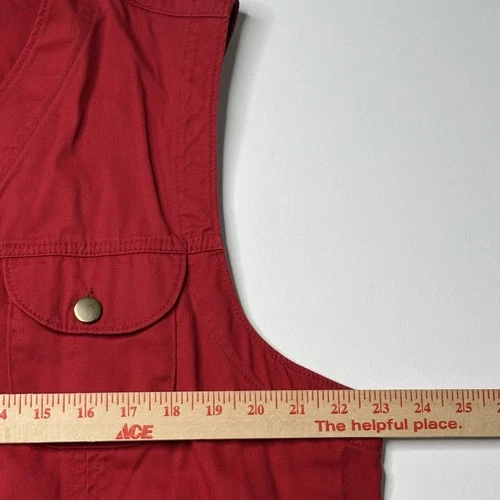 Vintage Norm Thompson Red Canvas Hunting Vest XL image 6