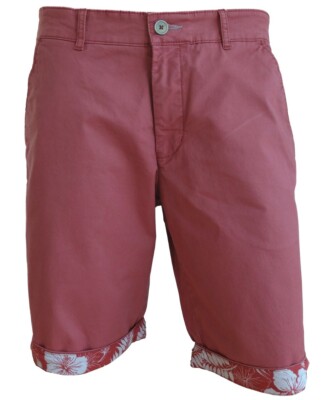 Shorts Bermuda HATTRIC Stretch rostrot Umschlag floral Patch 50-58 27-29