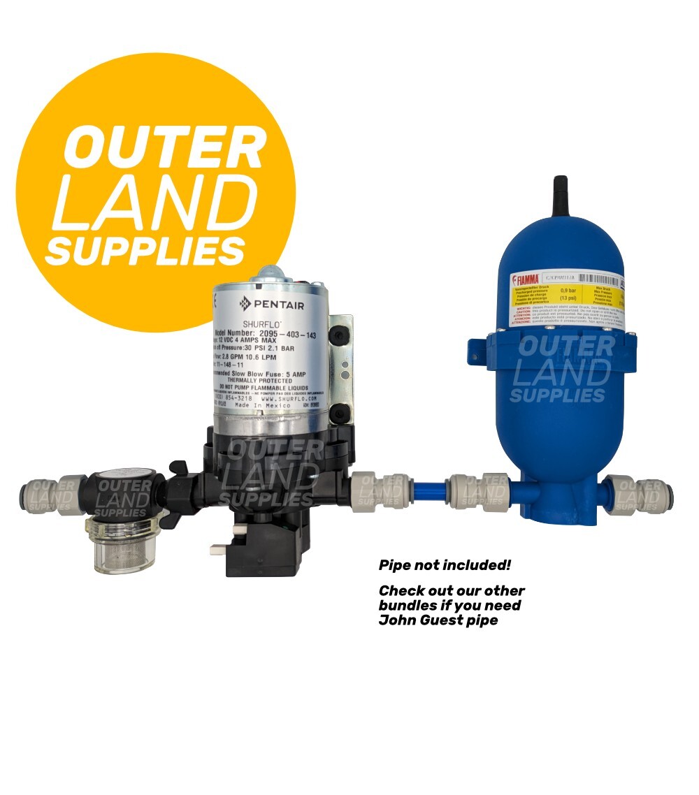 Shurflo Water Pump 7L 30PSI, Accumulator, Filter Bundle Campervan