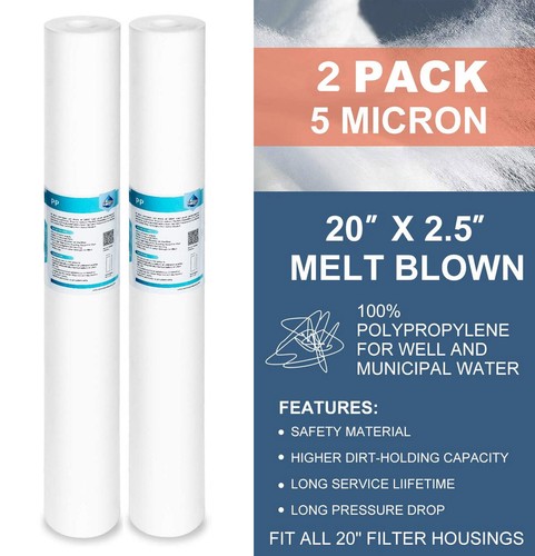2 Pack 5 Micron 20"x2.5" Sediment Water Filter Replacement Cartridge Whole House - Picture 2 of 11