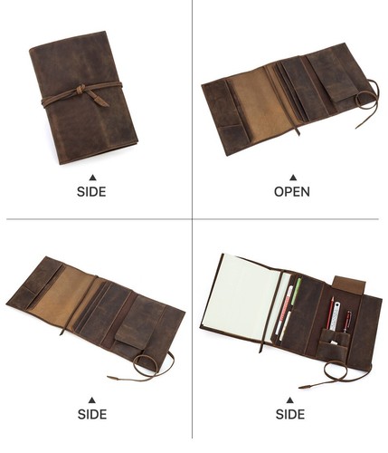 Leather A5 Notebook Case Book Cover With Pen Holder Multifuntional School Office - Bild 6 von 9