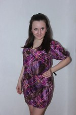 Knee Length Sweater Dress Tunic Purple Multi L
