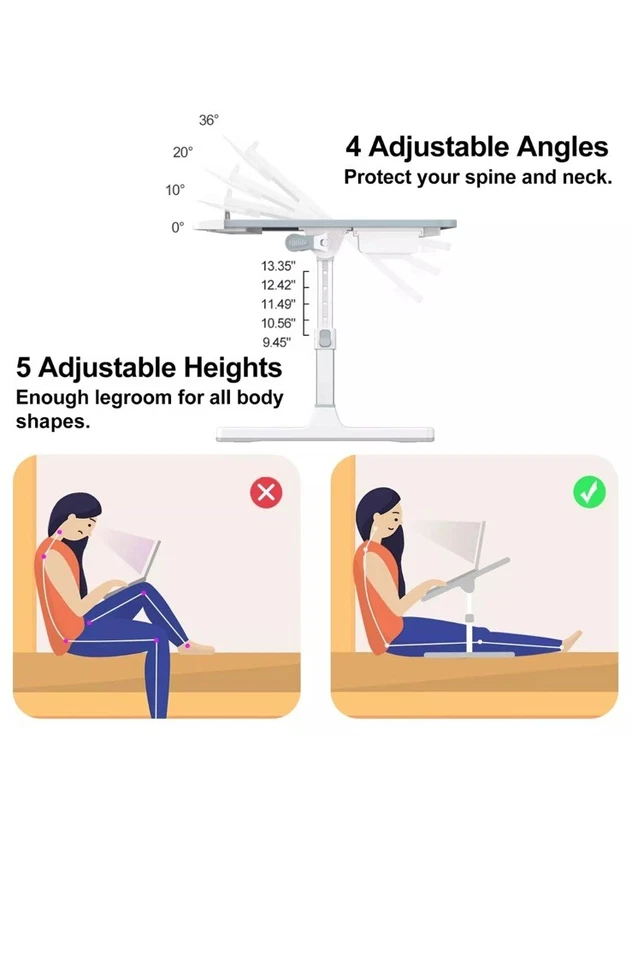 Laptop Bed Tray Table, Adjustable Sturdy Laptop Stand for Bed with Premium Ma... - Image 2 of 4