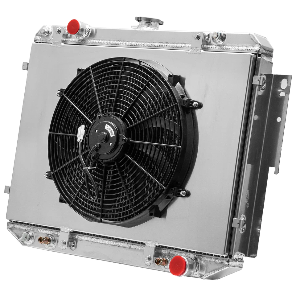 3 Rows Radiator&Shroud Fan For 1984-2003 Dodge B1500 RAM 1500 2500 VAN 3.9L,5.9L Foto 2 de 4