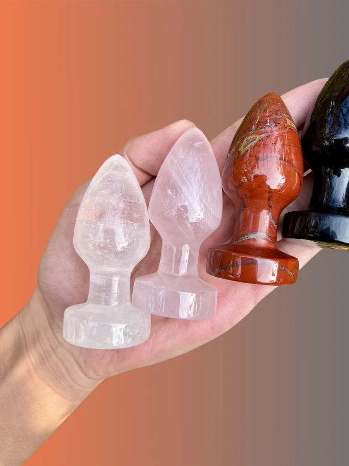 3,5" Obsidian, Rosenquarz, roter Jaspis, klarer Quarz Massagestab - Bild 4 von 4