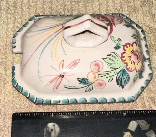 Vintage Ceramic Sugar Bowl Lid Floral Rectangular - Picture 7 of 8