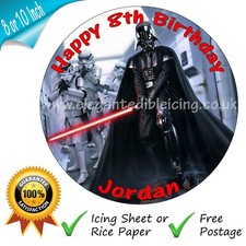 STAR WARS EDIBLE ROUND PERSONALISED BIRTHDAY CAKE TOPPER