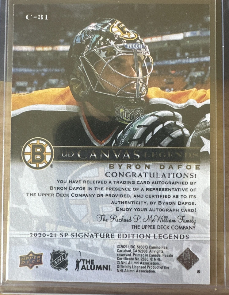 Byron Dafoe UD Canvas Legends - Image 2 of 2