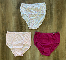 JOCKEY Elance Woman's 3 Pair of Briefs Underwear Panties Sz 7 Pink/Purple/White