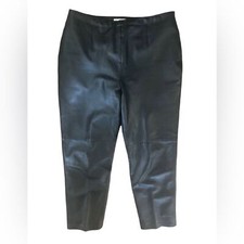 80  s 100 Butter Soft Leather Black Trouser Pant Sz 16 Fully Lined Dressy VTG