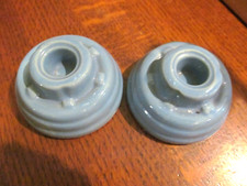 *Vintage Mid Century Pottery Candle Holders NAUTICAL Made in USA LT. BLUE