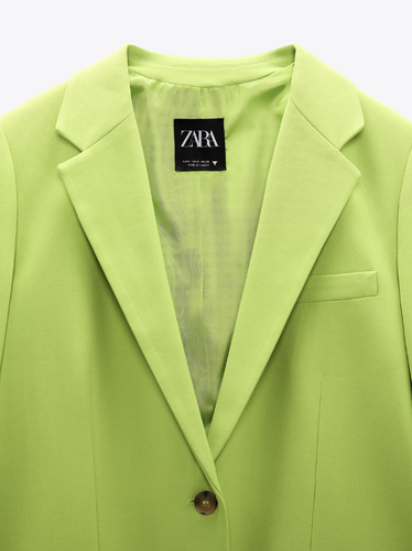 ZARA WOMEN NEW STRAIGHT CUT BLAZER JACKET LIME GREEN 2010/758 XS - Picture 13 of 14