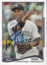 Jonathan Herrera Colorado Rockies 2014 Topps Signed Card 