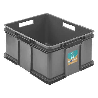 Boîte empilable Euro Bruno Eco grise boîte empilable 54L transport conteneur ... - Photo 1/4