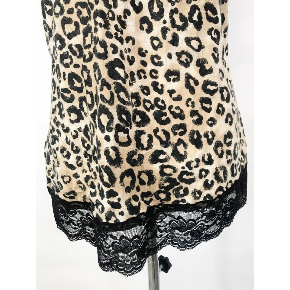 Xhilaration Tank Top Womens Large Black Animal Print Cheetah Lace Cami Sexy Y2K - Image 3 of 4