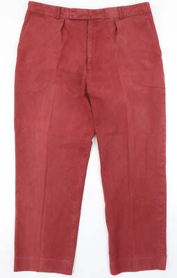 Cuney Crewman Herren Rot Baumwollmischung Chino Hose Größe W30 L28 Haken & Augen