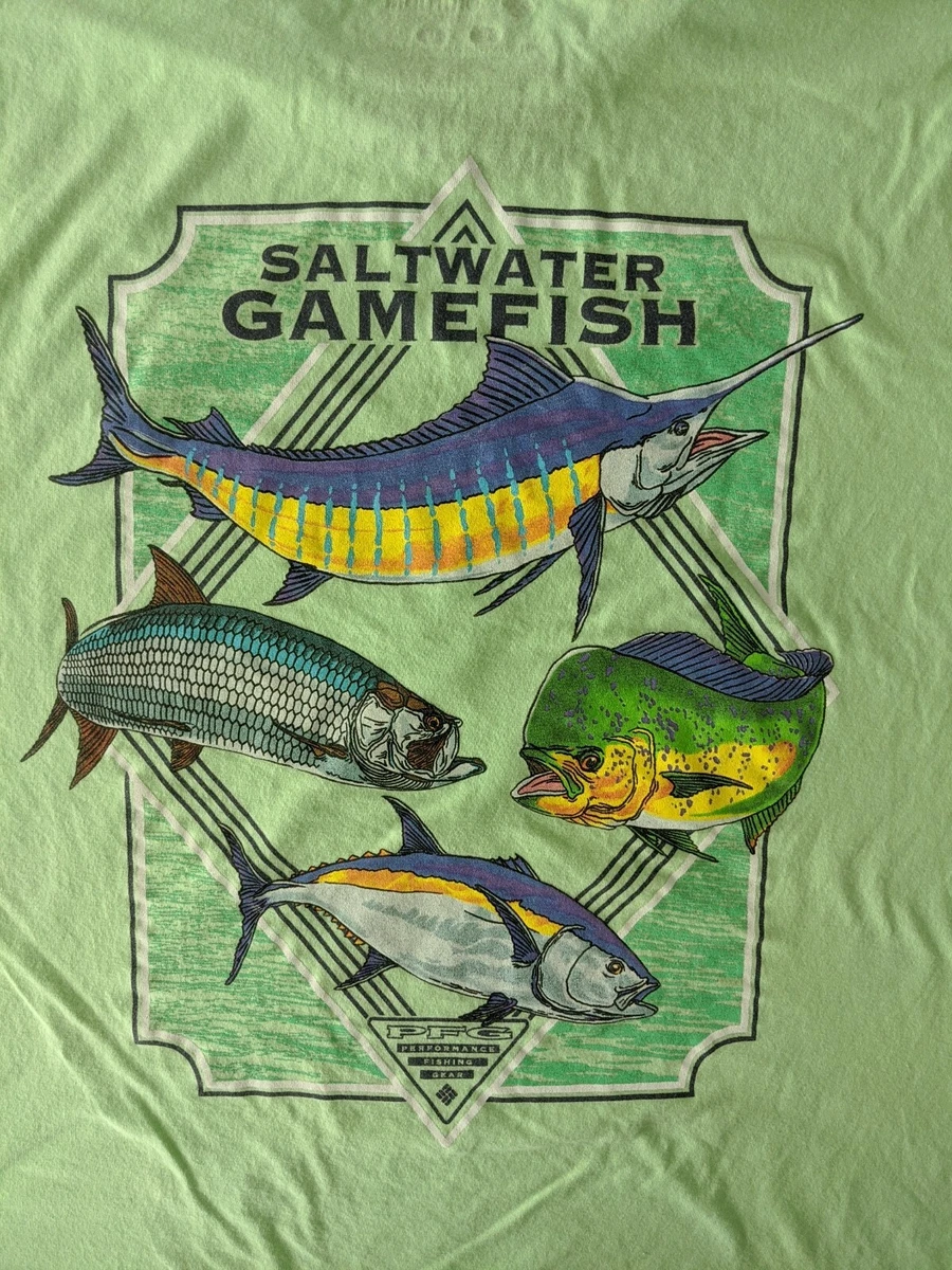 COLUMBIA PFG Saltwater GAME FISH T-shirt S/S Men's Size LARGE