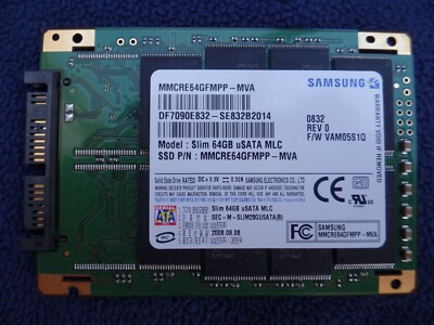 Used Samsung Slim 64GB uSATA MLC SSD Driver MMCRE64GFMPP-MVA 1.8'' SATA II 3Gbps