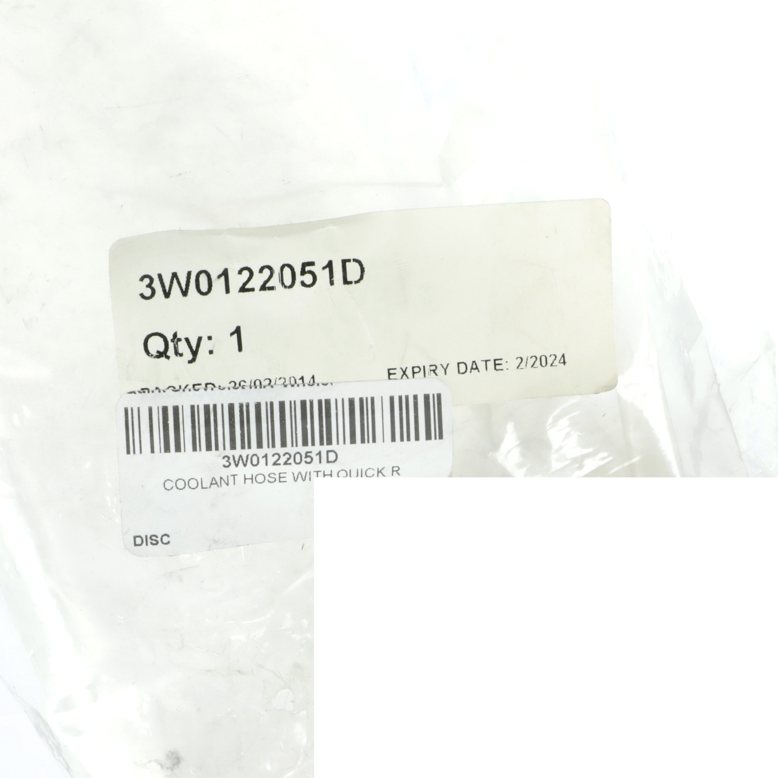 GENUINE BENTLEY 2003-2018 Continental Quick Release Coolant Hose 3W0122051D