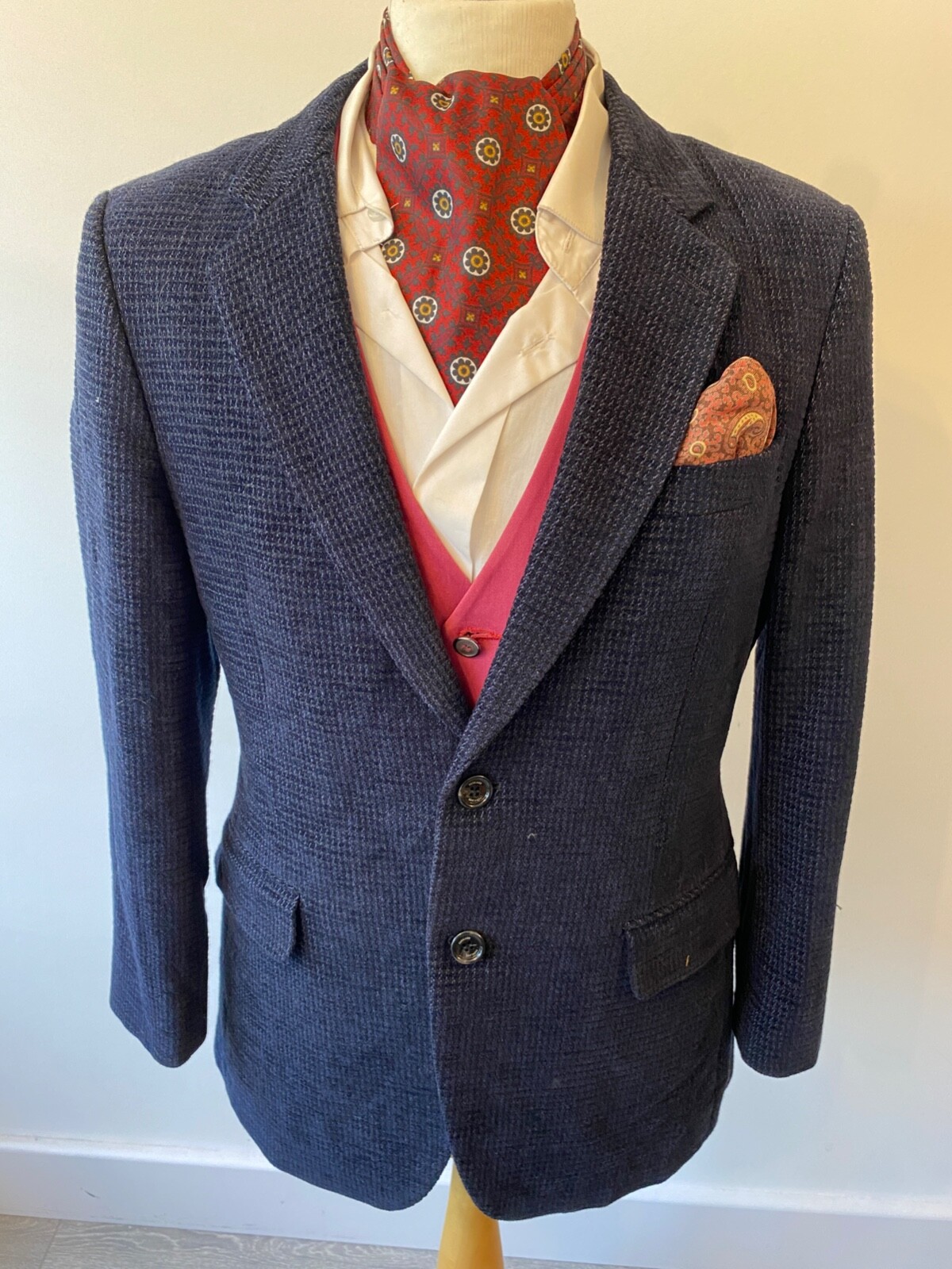 VINTAGE mens PARKLAND TEXTURED BLACK PATTERN VELVET CORD SPORTS JACKET