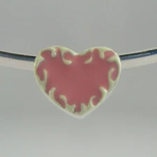 Sterling Silver PINK HEART Charm Bead FOR BRACELET Charm Holder Vintage NEW
