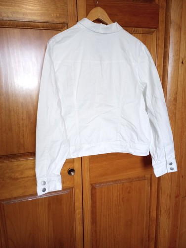 NWOT White Denim Mens XL Trucker Jacket by IZOD Cotton blend IRL measures below - Picture 24 of 24