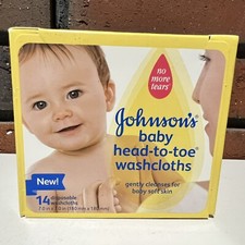 Johnsons Baby HEAD-TO-TOE Washcloths - 14 Count - NOS Disposable Discontinued