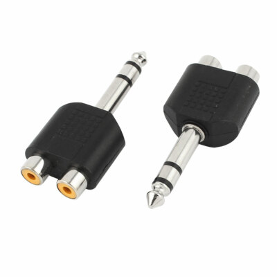 6 Pezzi Adattatore Jack Cuffie 6.35mm a RCA Femmina, Placcato in Oro Convertitore Stereo da Maschio a Femmina, per Cuffie, Amplificatori, Home Theater, Compatibile con Chitarra Tastiere Elettroniche
