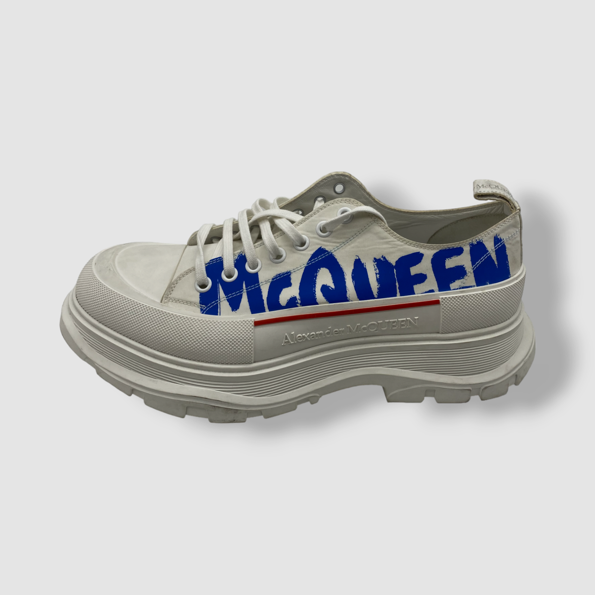 $750 Alexander McQueen Men's White Tread Graffiti Sneaker