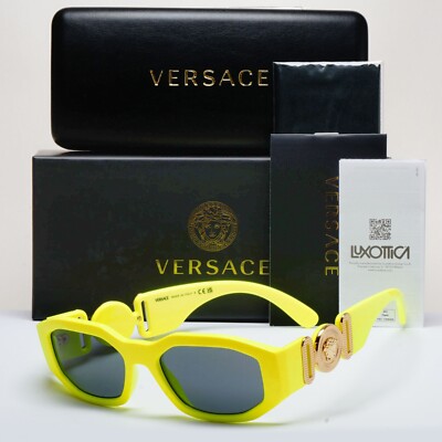 Versace Sonnenbrille Biggie gelb fluoreszierend grau gold Medusa VE 4361 5321/87